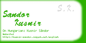 sandor kusnir business card